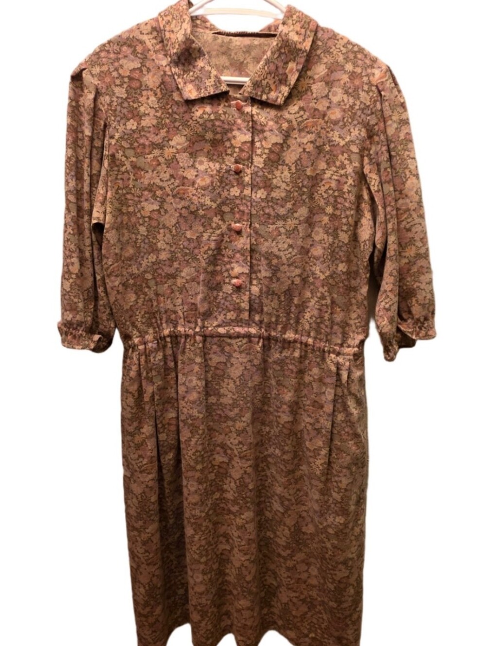 Vintage Cottagecore Floral Shirt Dress Prairie Grannycore Size L